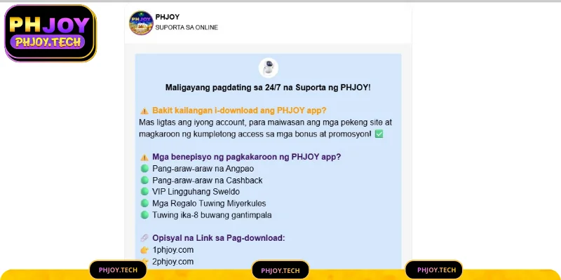 Serbisyo sa Customer at Suporta PHJOY