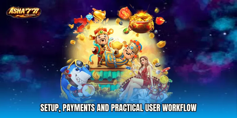 Setup, payments and practical user workflow